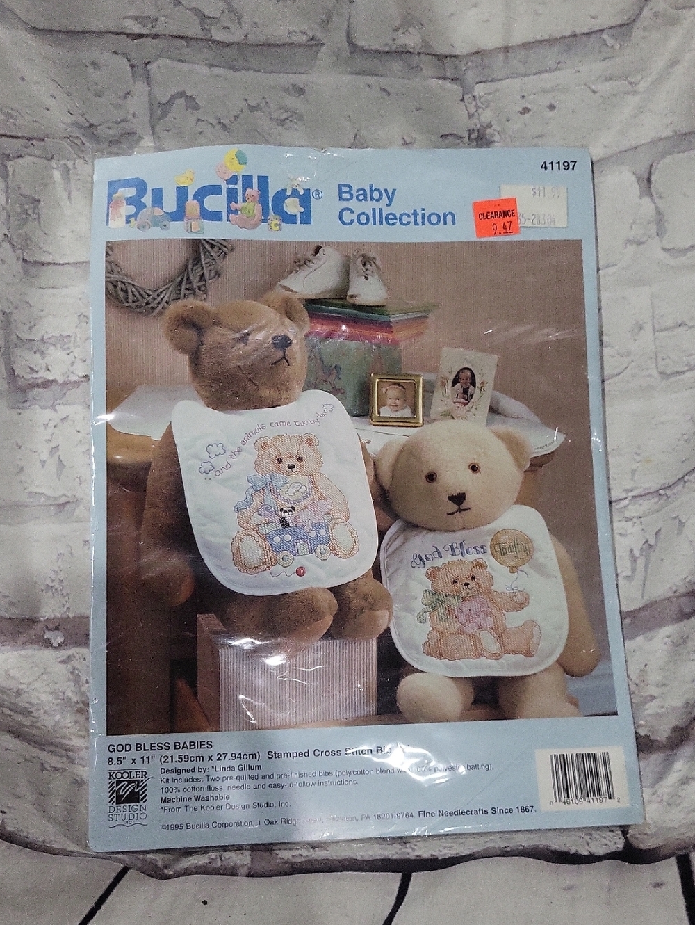 Bucilla Baby Collection "God Bless Babies" Cross Stitch Bib Kit - Blue